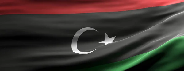 리비아 리비아 국기가 현수막을 흔들고 있습니다 — 스톡 사진