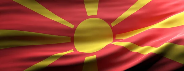 Знак Македонии Флаг Северной Македонии Размахивающий Текстурой Баннер Иллюстрация — стоковое фото