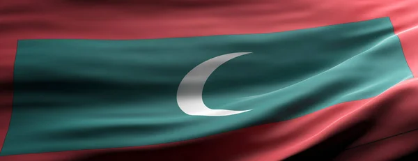몰디브 표지판이야 몰디브 국기가 배너를 흔들고 있습니다 — 스톡 사진