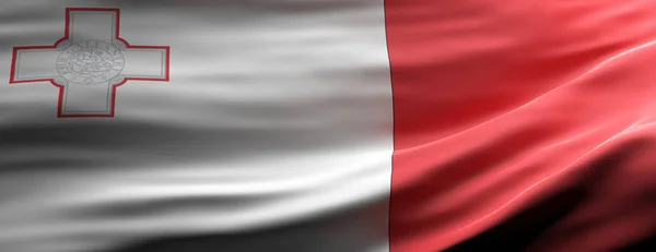 Malta Zeichen Symbol Maltesische Nationalflagge Schwenkt Hintergrund Banner Illustration — Stockfoto