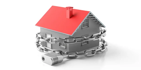 House Security System Property Privacy Concept House Model Red Roof — Stock Photo, Image