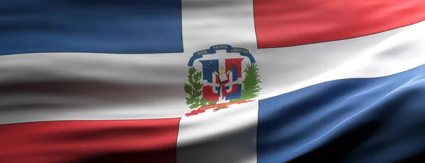 ドミニカ共和国の記号 ドミニカ共和国国旗のテクスチャの背景 バナーを振って 3Dイラスト — ストック写真