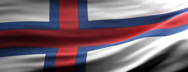 Faroe Islands Sign Symbol Faroe Islands National Flag Waving Texture — Stock Photo, Image