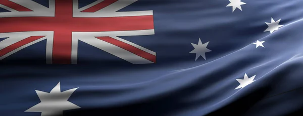 Australia Sign Symbol Australian National Flag Waving Texture Background Banner — Stock Photo, Image