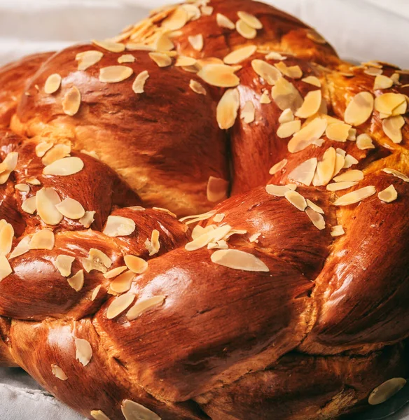 Pasqua Tradizionale Pane Dolce Greco Tsoureki Primo Piano Vista Tradizione — Foto Stock