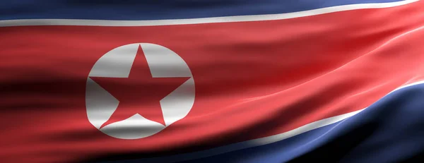 Signo Corea Del Norte Bandera Nacional Corea Del Norte Ondeando — Foto de Stock