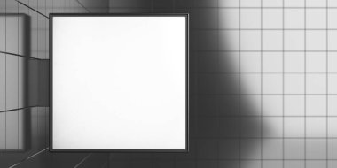 İlan panosu afişi metro istasyonunda, halka açık alanda hazırlanmış. Beyaz boş alan, medya ticari reklam şablonu. 3d illüstrasyon