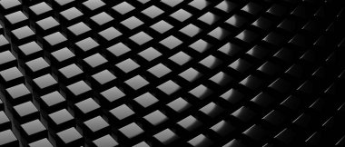 Küp desenli siyah arkaplan, perspektif görüntüsü. Soyut arka plan, doku ve afiş tekrarlanıyor. 3d illüstrasyon