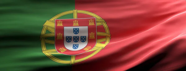 Símbolo Portugal Bandeira Nacional Portuguesa Acenando Fundo Textura Banner Ilustração — Fotografia de Stock
