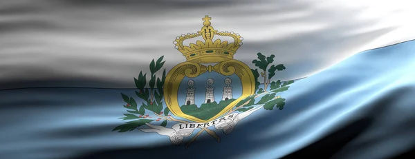 Σύμβολο Του Αγίου Μαρίνου Εθνική Σημαία Αγίου Μαρίνου Κυματίζει Φόντο — Φωτογραφία Αρχείου