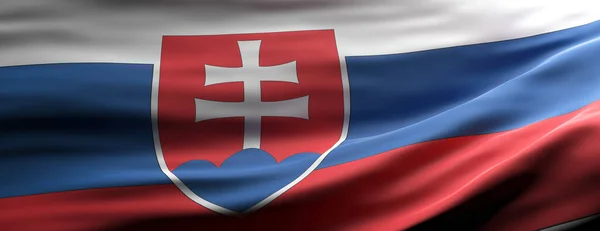 Slovakia Sign Symbol Slovakian National Flag Waving Texture Background Banner — Stock Photo, Image