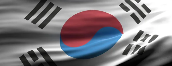 Signo Corea Del Sur Bandera Nacional Corea Del Sur Ondeando — Foto de Stock