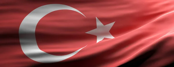 Σύμβολο Της Τουρκίας Τουρκική Εθνική Σημαία Κυματίζει Φόντο Υφή Πανό — Φωτογραφία Αρχείου