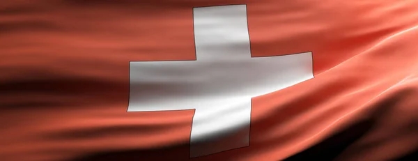 Знак Швейцарії Швейцарський Національний Прапор Розмахує Текстурою Фону Банер Ілюстрація — стокове фото