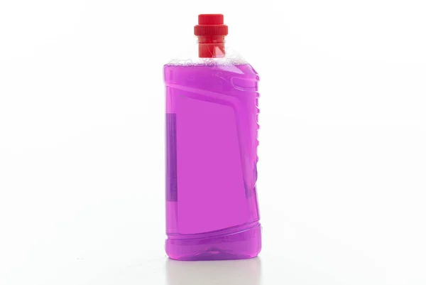 Προϊόν Καθαρισμού Απομονωμένο Λευκό Φόντο Χημικό Απορρυπαντικό Σαφές Μπουκάλι Οικιακός — Φωτογραφία Αρχείου