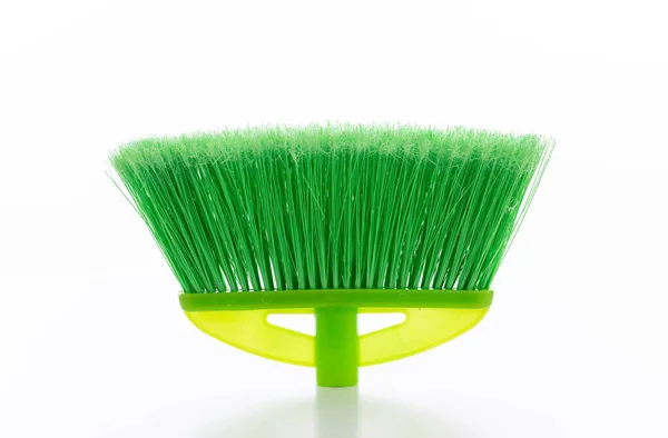 Cleaning Push Broom Isolated White Background Floor Plastic Brush Vibrant — Stock Photo, Image