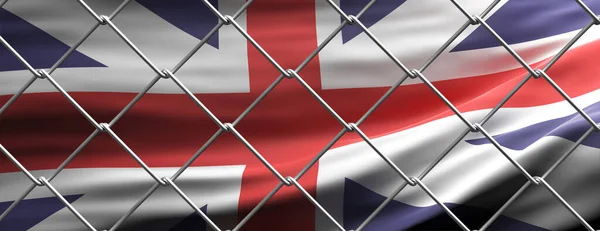 Birleşik Krallık Kapalı Sınır Kavramı Birleşik Krallık Bayrağı Çelik Tel — Stok fotoğraf
