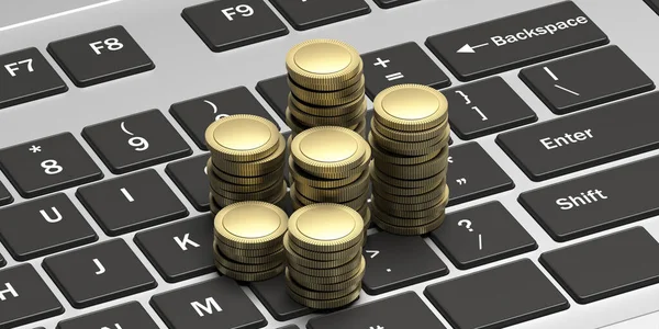 Geld Aus Dem Commerce Ertragskonzept Für Online Geschäfte Münzen Gold — Stockfoto