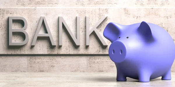 Bank Finanzen Sparkonzept Sparschwein Blaue Farbe Auf Stein Marmor Hintergrund — Stockfoto