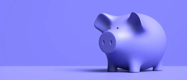 Finanzen Bank Bargeld Sparkonzept Sparschwein Monochrom Blaue Farbe Auf Blauem — Stockfoto