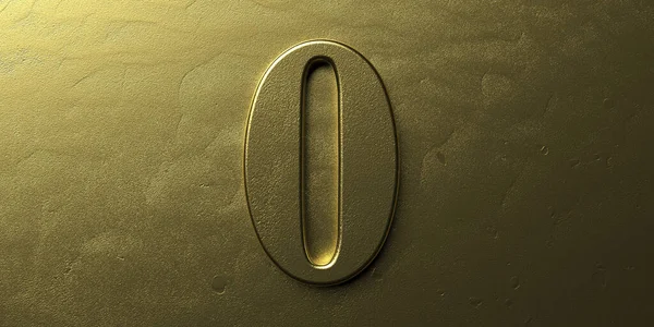 Nul Nummer Gouden Glanzende Kleur Cijfer Gouden Metalen Luxe Achtergrond — Stockfoto