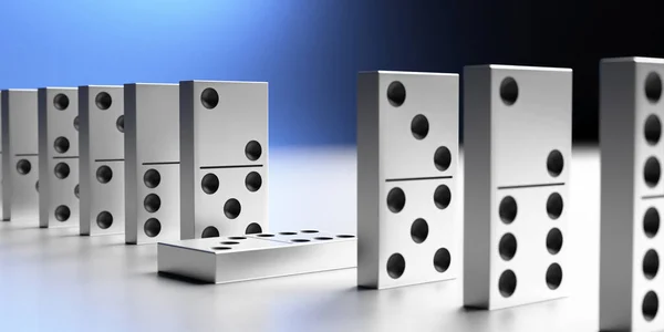 Domino Tegels Staan Een Rij Een Viel Neer Zakelijke Strategie — Stockfoto