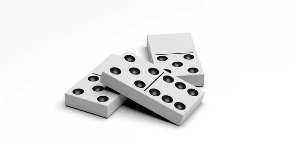 Gioco Del Domino Domino Piastrelle Colore Bianco Con Punti Neri — Foto Stock