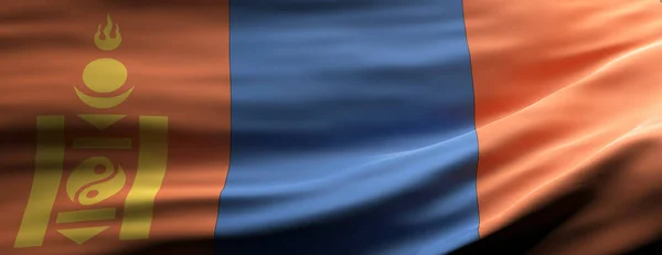 Символ Монголии Монгольский Национальный Флаг Размахивает Текстурой Фона Языка Концепции — стоковое фото