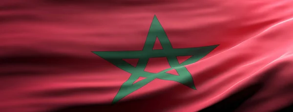 Σύμβολο Του Μαρόκου Μαροκινή Εθνική Σημαία Κυματίζει Υφή Φόντο Γλώσσα — Φωτογραφία Αρχείου