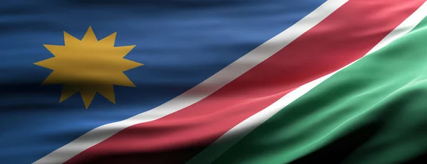 Namibia Tecken Symbol Nationell Flagga Viftande Textur Bakgrund Namibian Språk — Stockfoto