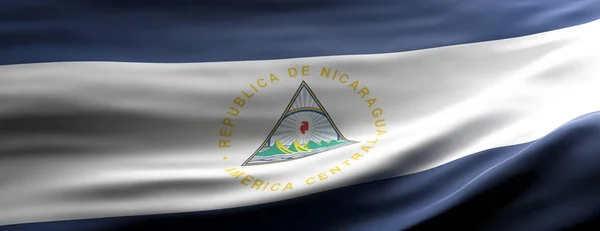 Signatura Nicaragua Bandera Nacional Ondeando Textura Fondo Idioma Nicaragüense Concepto — Foto de Stock