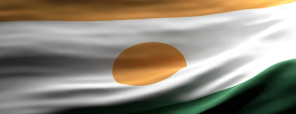 Niger Zeichen Symbol Nationalflagge Schwenken Textur Hintergrund Niger Sprache Kulturkonzept — Stockfoto