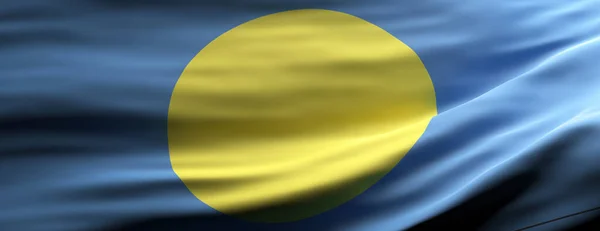 Palau Zeichen Symbol Nationalflagge Schwenken Textur Hintergrund Sprache Kulturkonzept Banner — Stockfoto