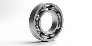 Bilye. Çelik metal endüstriyel yedek parça beyaz arka planda izole. Makine, motor mekanizması, mühendislik konsepti. 3d illüstrasyon