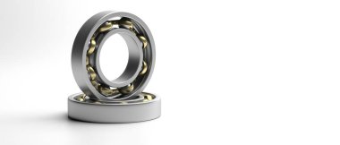 Bilye. Çelik metal endüstriyel yedek parça beyaz arka planda izole. Makine, mühendislik konsepti. 3d illüstrasyon