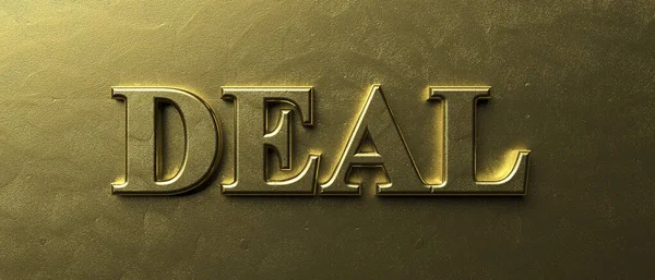 Deal Word Profit Message Earning Money Concept Inflated Gold Color — Stock Photo, Image