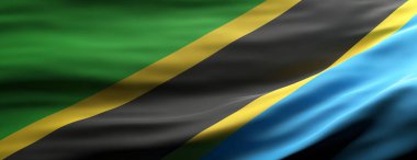 Tanzanya işaret sembolü, ulusal bayrak sallama dokusu arka plan, dil, kültür konsepti, pankart. 3d illüstrasyon