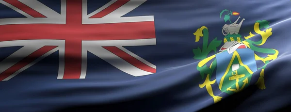 Pitcairn Islands Skylt Symbol Nationell Flagga Viftande Konsistens Bakgrund Språk — Stockfoto