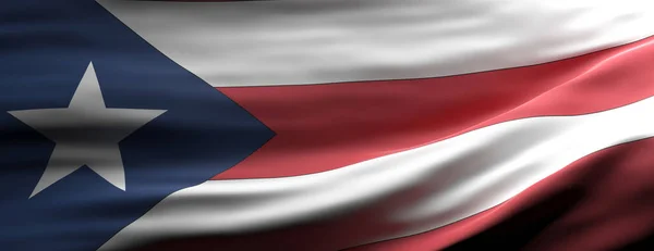 Signo Símbolo Puerto Rico Bandera Nacional Ondeando Textura Fondo Idioma —  Fotos de Stock