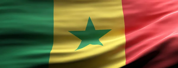 Sinal Senegal Símbolo Bandeira Nacional Acenando Fundo Textura Língua Conceito — Fotografia de Stock