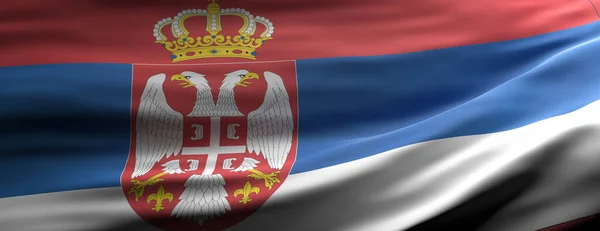 Сербия Знаковый Символ Национальный Флаг Размахивая Текстурой Фона Язык Культурная — стоковое фото