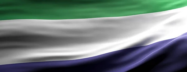 Sierra Leone Tecken Symbol Nationell Flagga Viftande Textur Bakgrund Språk — Stockfoto