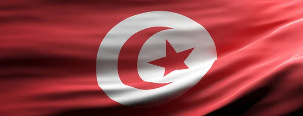 튀니지의 국기가 현수막을 흔들고 있습니다 — 스톡 사진