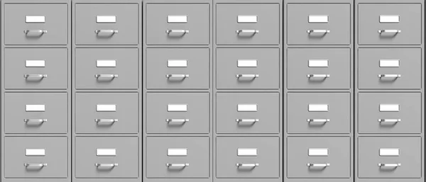 Office filing cabinets with drawers background. Document data archive storage and business administration concept. 3d illustration