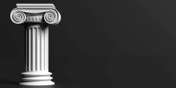 柱子柱 古希腊白色石材 离子型基座 黑色底座 复制空间 建筑主题模板 3D说明 — 图库照片