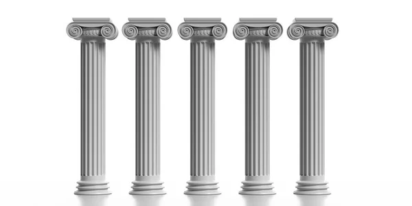 Pillars Columns Ancient Greek Stone Marble Four Ionic Style Pedestals — Stock Photo, Image