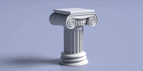 柱子柱 古希腊白色石材 离子型基座 蓝色底座 复制空间 建筑主题模板 3D说明 — 图库照片