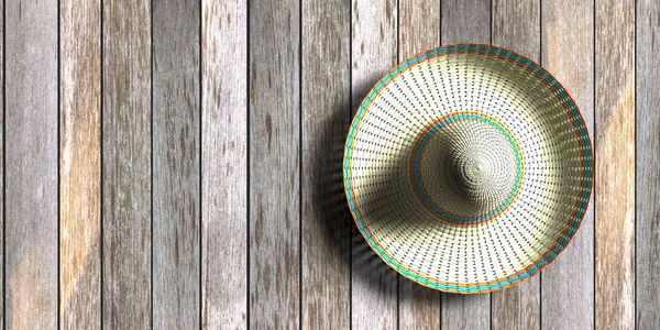 Sombrero Hoed Houten Muurachtergrond Traditionele Mexicaanse Sierlijke Hoofddeksels Zonwering Souvenir — Stockfoto