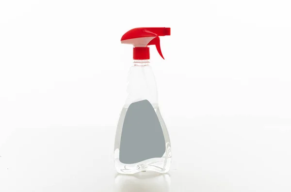 Butelka Rozpylaczem Czyszczącym Przezroczysta Czerwonym Wyzwalaczem Białym Tle Produkt Chemiczny — Zdjęcie stockowe