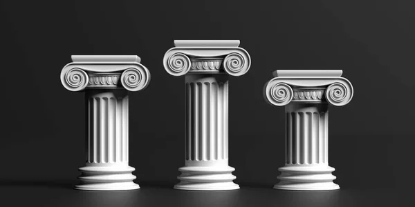 Pedestal Mármore Vencedores Pódio Três Colunas Pedra Clássicas Iônicas Isoladas — Fotografia de Stock